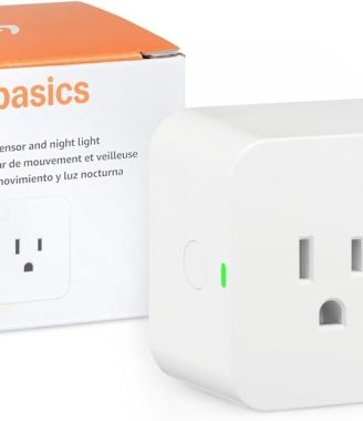 Dual Smart Plug with Motion Sensor and Night Light, Works with Alexa Only, 2.4 GHz Wi-Fi, No Hub Required, 4.33 x 2.36 x 1.38 in, White