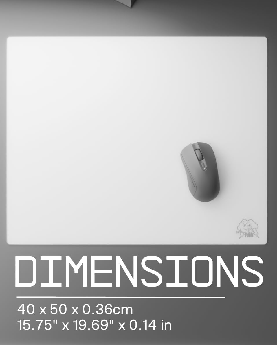 SkyPAD Glass 3.0 XL Gaming Mouse Pad with Cloud Logo | Professional Large Mouse Mat | 400 x 500 mm | White | Special Glass Surface with Improved Precision and Speed - Image 3