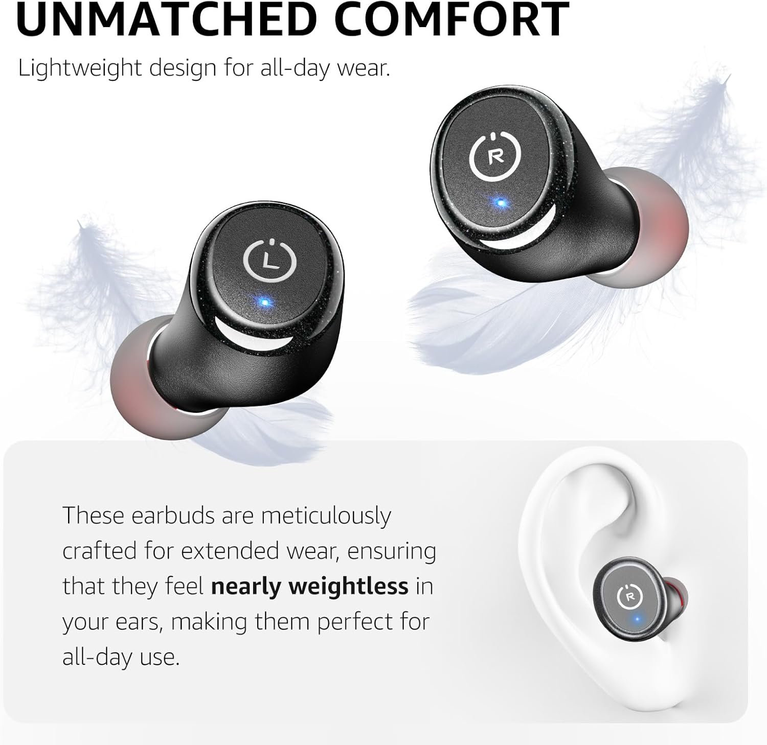 TOZO T10 Wireless Earbuds Bluetooth 5.3 Headphones, App Customize EQ, Ergonomic Design, 55H Playtime, Wireless Charging Case, IPX8 Waterproof Sound in-Ear Headset, 2025 New Version - Image 4