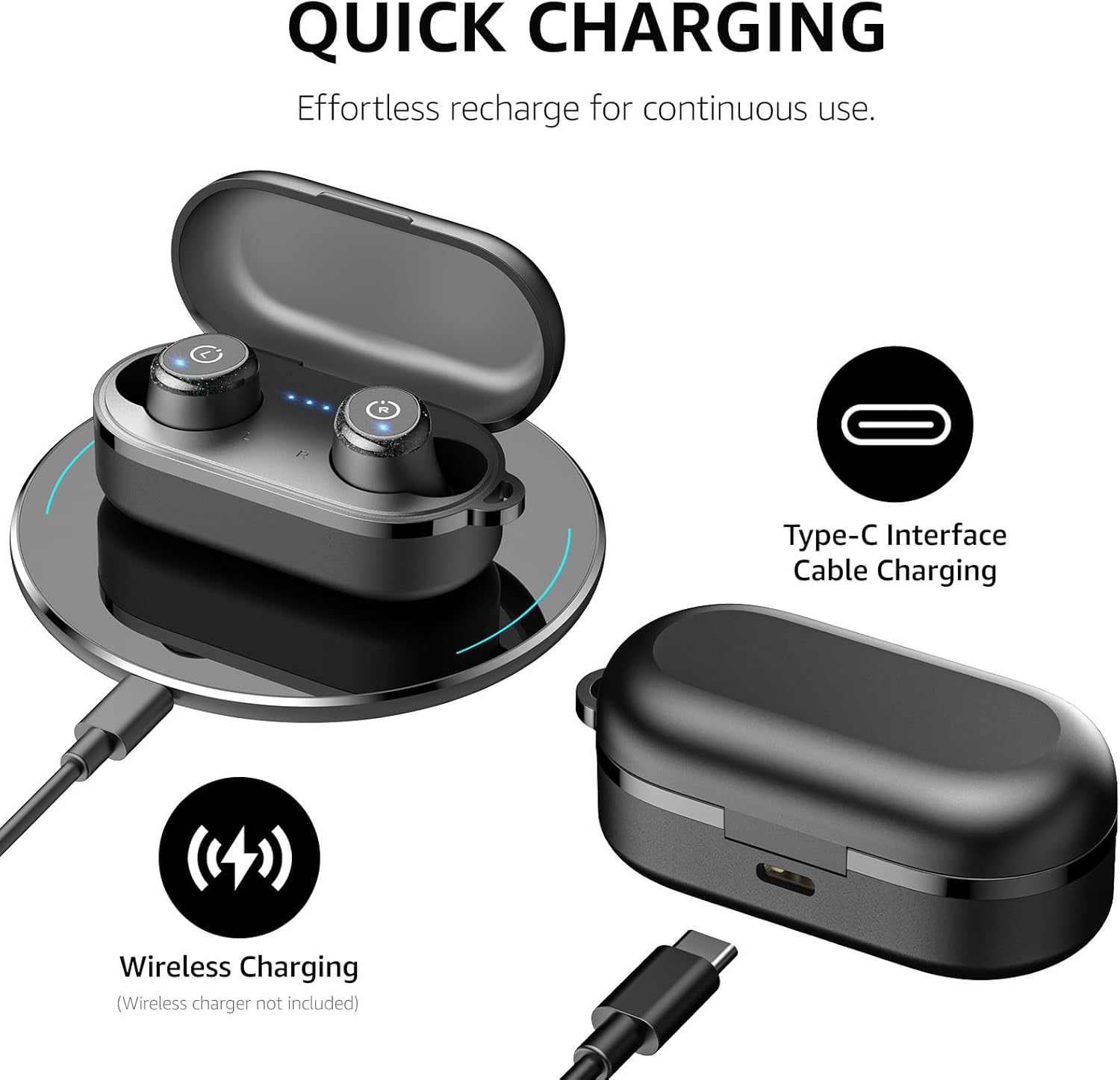 TOZO T10 Wireless Earbuds Bluetooth 5.3 Headphones, App Customize EQ, Ergonomic Design, 55H Playtime, Wireless Charging Case, IPX8 Waterproof Sound in-Ear Headset, 2025 New Version - Image 7